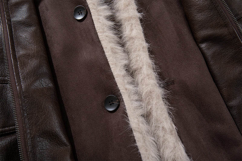 Leather Bomber Jacket with Removable Faux Fur Collar — Vintage American Aviator
