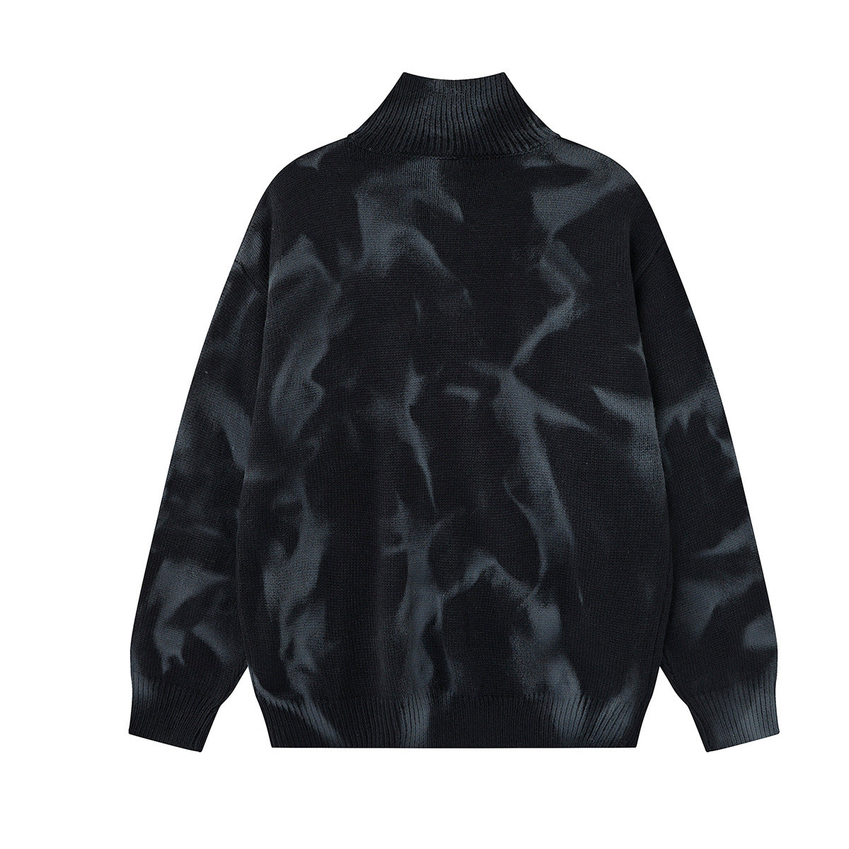 Pull col roulé en maille tie-dye gothique – Croix épineuse, boutons diagonaux