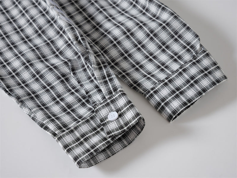 Embroidered Button Down Shirt – Men's Plaid Long Sleeve Gothic Logo Flannel