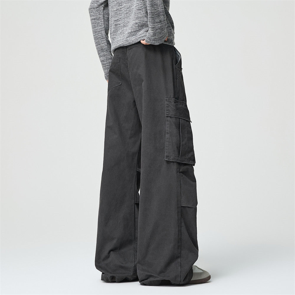 Men's Wide-Leg Cargo Pants – Relaxed Fit Multi-Pocket Workwear Trousers