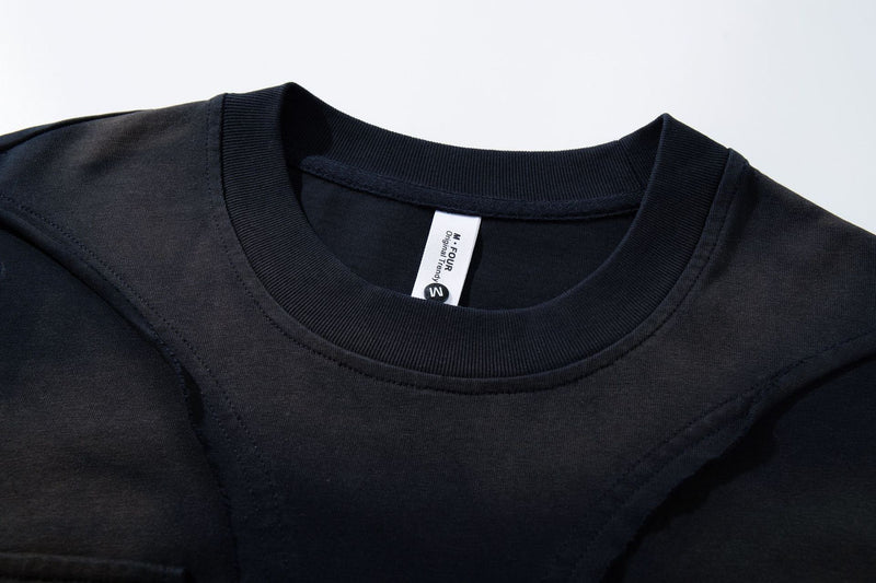 Sweat-shirt oversize à manches longues et poches cargo – Style américain vintage délavé
