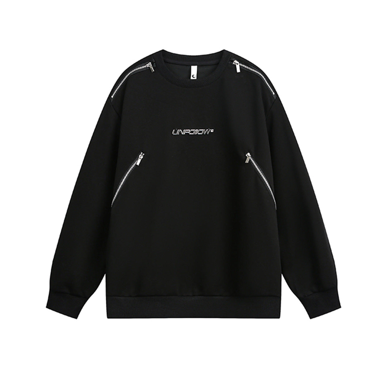 Sweat col rond inspiré du style moto avec détail zippé