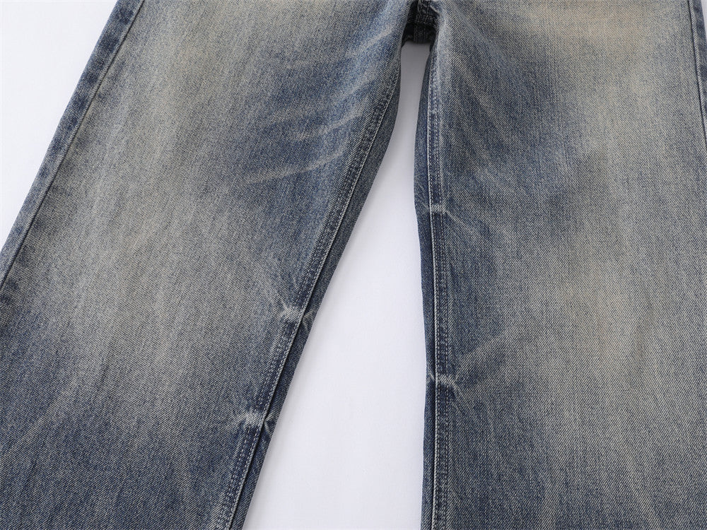 Men's Wide-Leg Baggy Jeans – Vintage Washed Straight Fit Denim