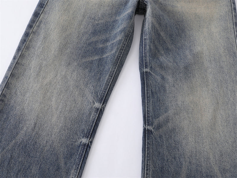 Men's Wide-Leg Baggy Jeans – Vintage Washed Straight Fit Denim