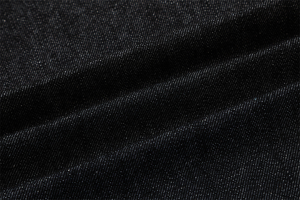 Men's Black Wide-Leg Jeans with Double-Breasted Buttons & Braided Detail