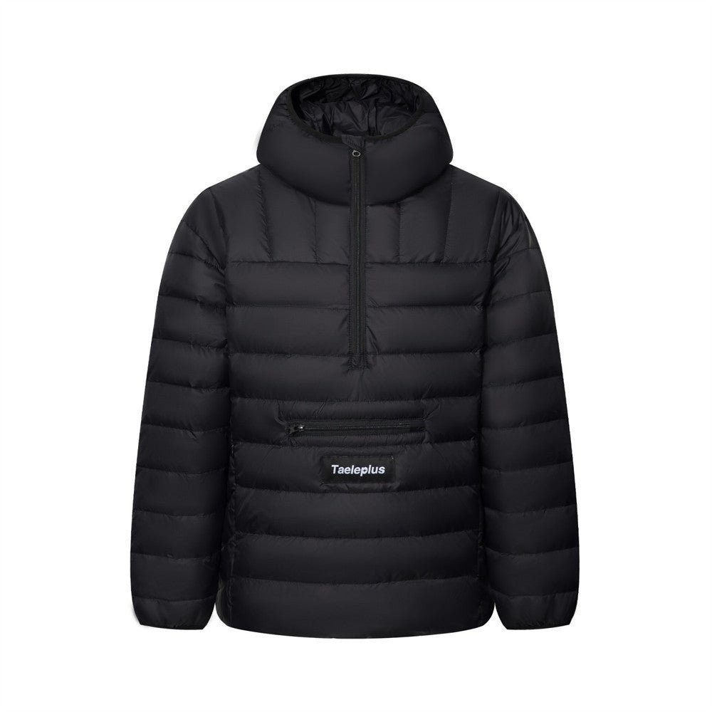 Half-Zip Puffer Hoodie Jacket – Oversized Quilted Pullover