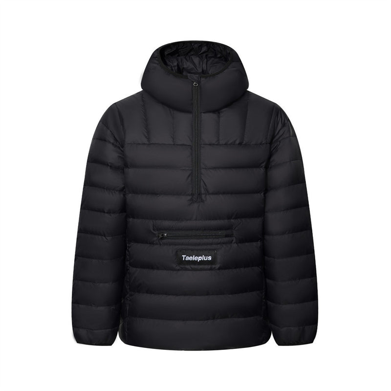 Half-Zip Puffer Hoodie Jacket – Oversized Quilted Pullover