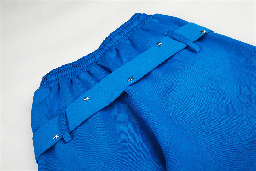 Star Studded Belt Wide Leg Sweatpants – Oversized High Street Baggy Trousers