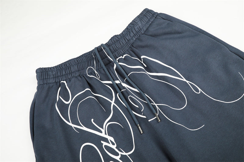 Pantalon de survêtement à jambes larges avec imprimé script oversize – Coupe droite décontractée casual