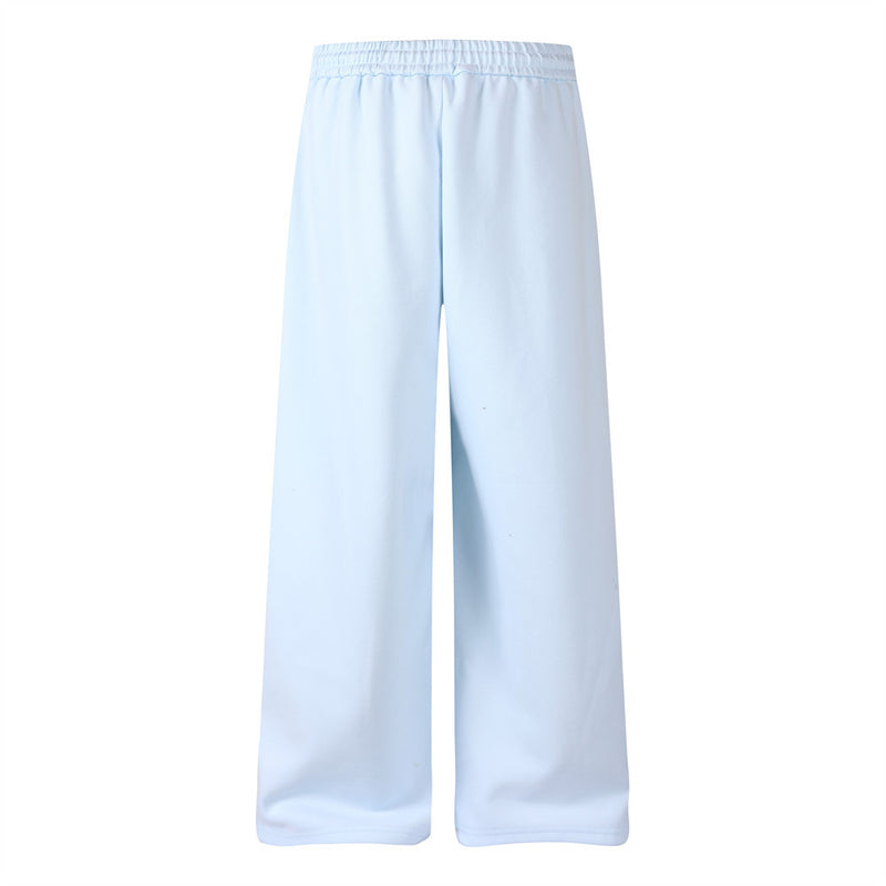 Wide-Leg Sweatpants with 3D Rose & Butterfly Print, Elastic Drawstring Waist