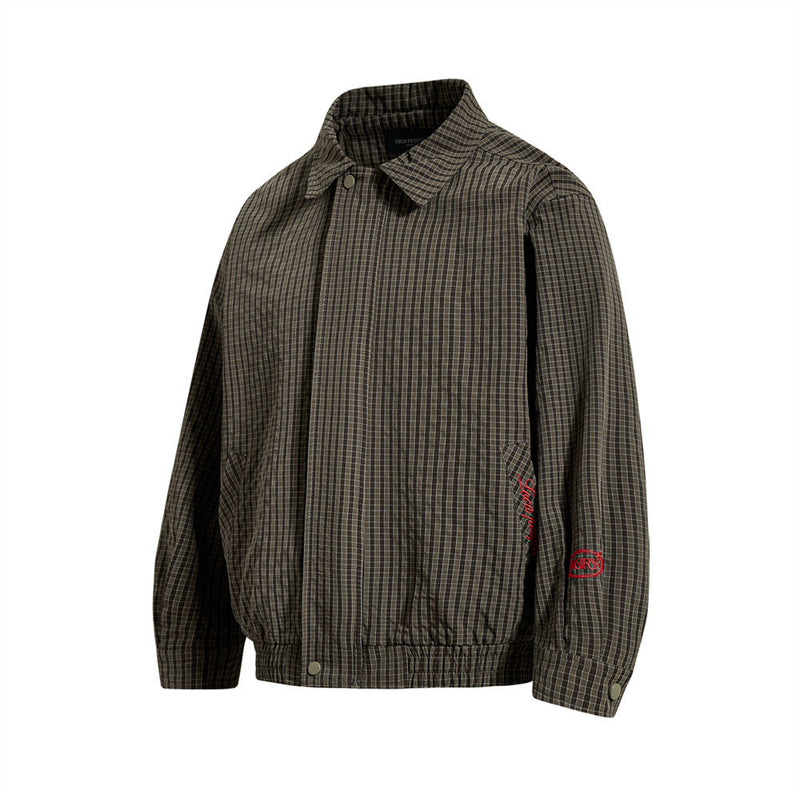 Mens Plaid Suit Jacket Oversized Harrington Streetwear Coat