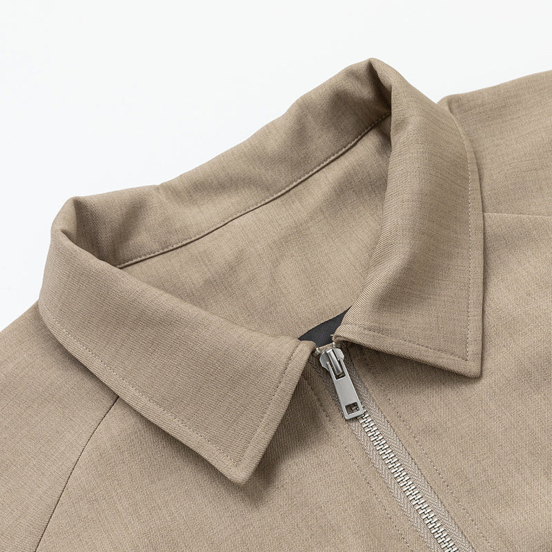 Oversized Zip-Up Harrington Jacket – Pleated Hem Workwear Style