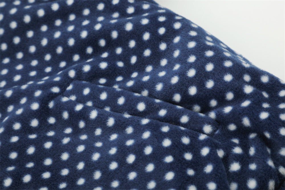 Padded Jacket for Men – Navy Polka Dot Star Patch Track Jacket with Stripe
