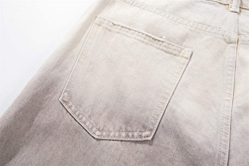 Wide-Leg Jeans – Gradient Tie-Dye Wash with Pearl Bead Embellishments