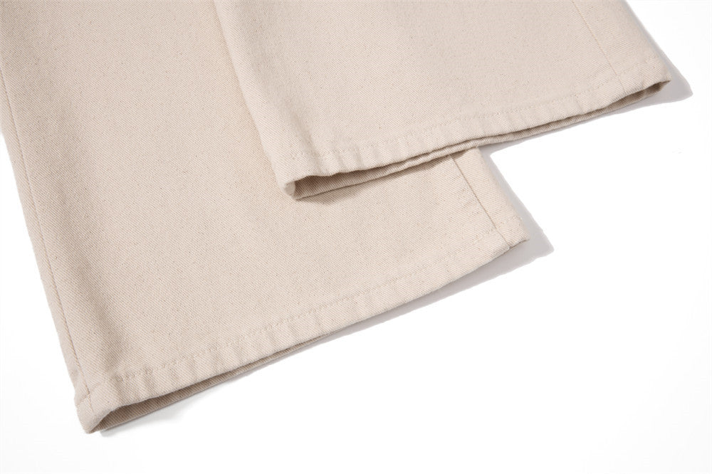Jeans bootcut à jambes larges pour homme – Denim beige à coupe décontractée
