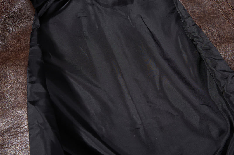 Oversized PU Leather Bomber Jacket – Vintage American Moto Style with Contrast