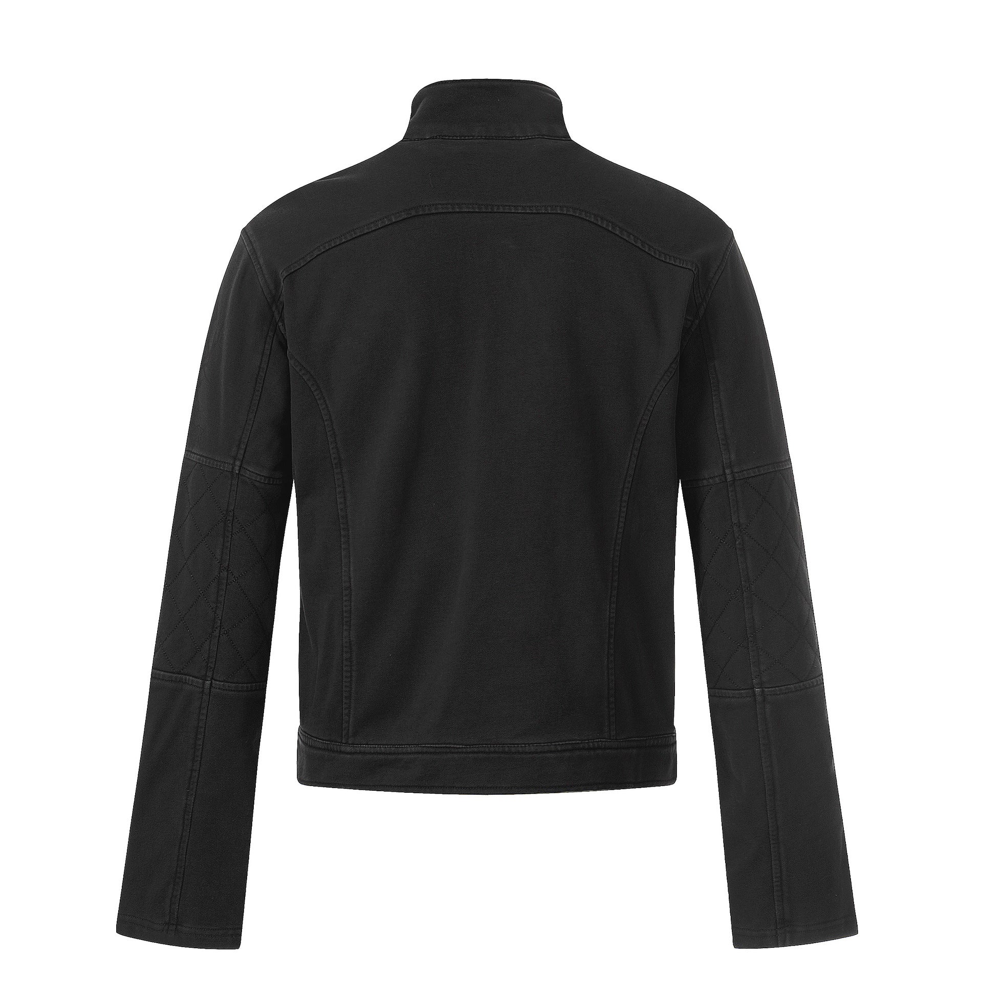 Jacke im Moto-Stil – Verwaschenes Distressed-Schwarz mit goldfarbenen Details