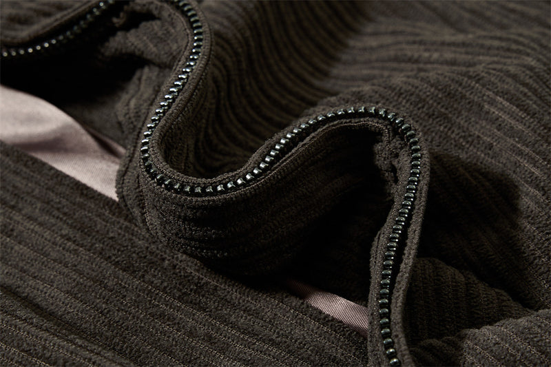Chaqueta corta con cremallera y cuello alto - Corte holgado y textura de canalé