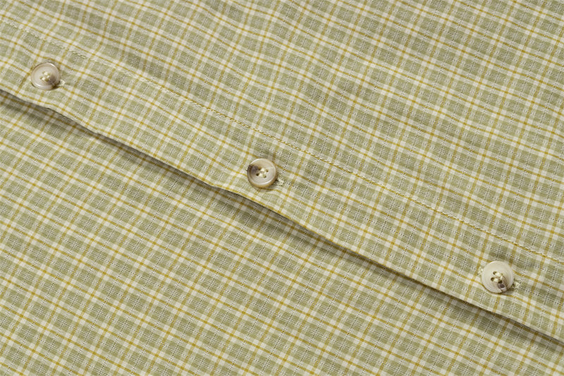 Plaid Faux Two-Piece Long Sleeve Shirt with Letter Embroidery Patch — Oversized