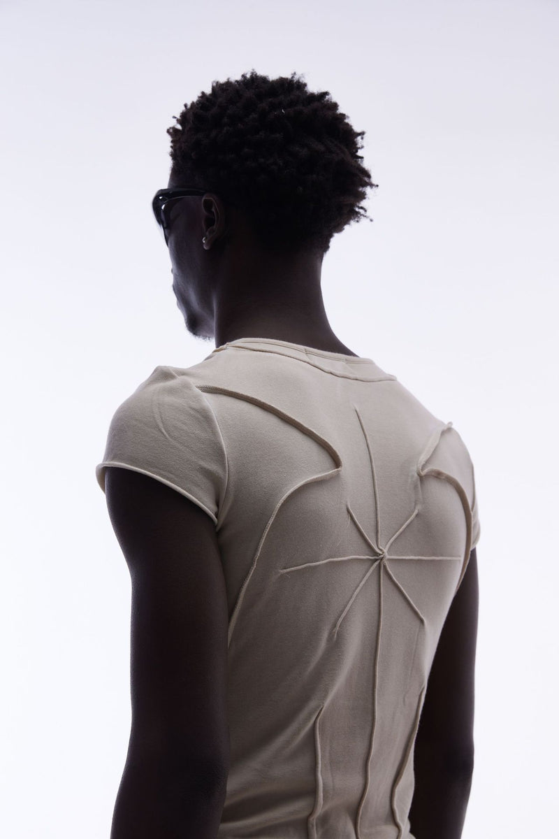 T-shirt manches courtes déconstruit à coutures 3D en relief – Streetwear délavé coupe ajustée