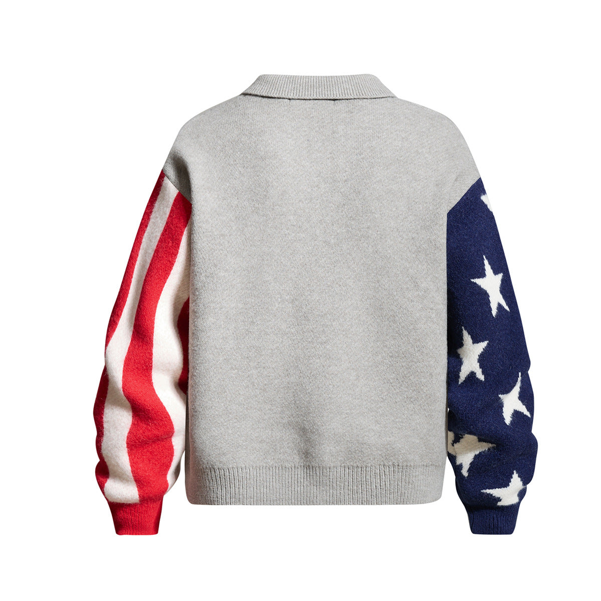Mafareo Vintage 86 American Flag Polo Collar Knit Sweater – Stars & Stripes