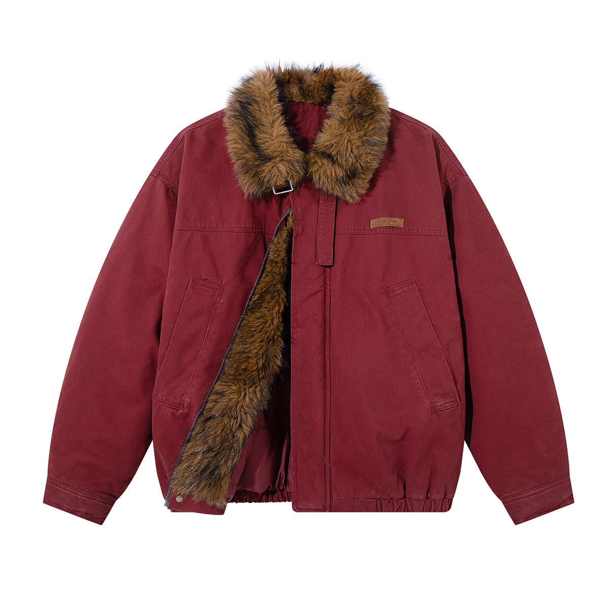 Fur Collar Bomber Jacket – Faux Fur Lined Oversized Winter Coat