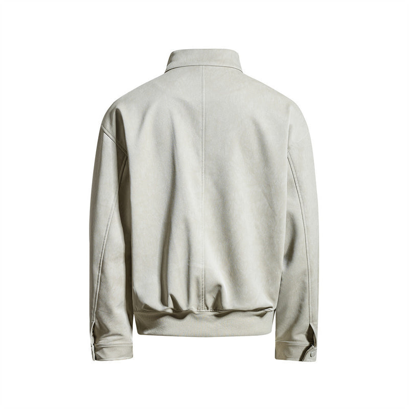 Blouson bomber homme oversize en similicuir PU – Col montant et zip intégral