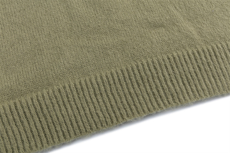Oversize-Strickpullover mit Cartoon-Hund, Colorblock-Polokragen und langen Ärmeln für Herren