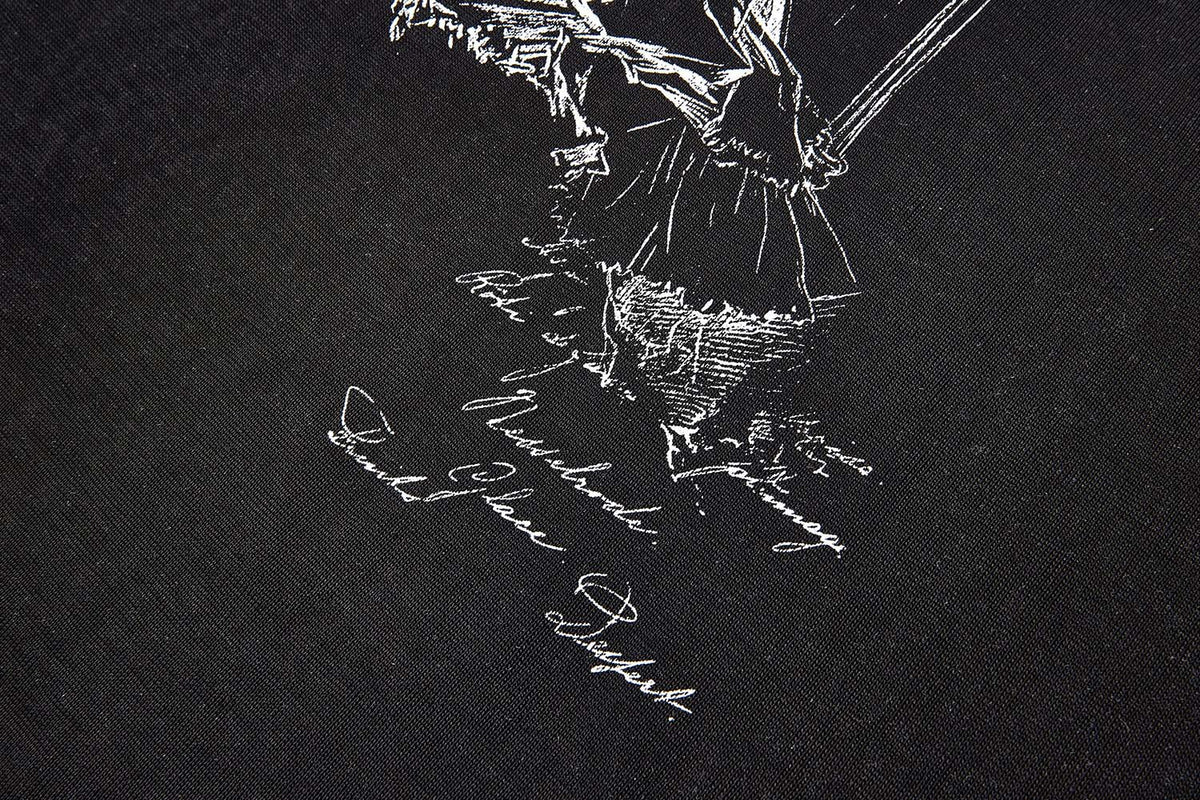 Long Sleeve Henley Shirt with Harp Player Graphic – Burnout Knit Top