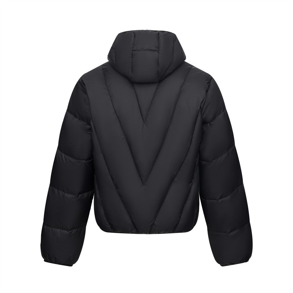 Men's Hooded Puffer Down Jacket – Oversized V-Quilt Insulated Winter Coat