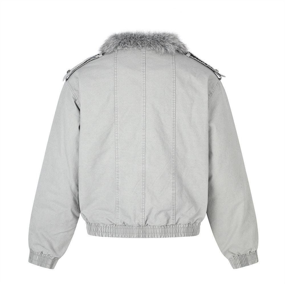 Men's Studded Bomber Jacket with Faux Fur Collar – High Street Winter Coat