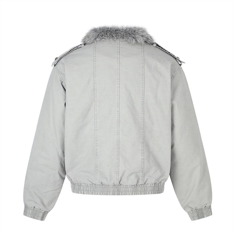 Men's Studded Bomber Jacket with Faux Fur Collar – High Street Winter Coat