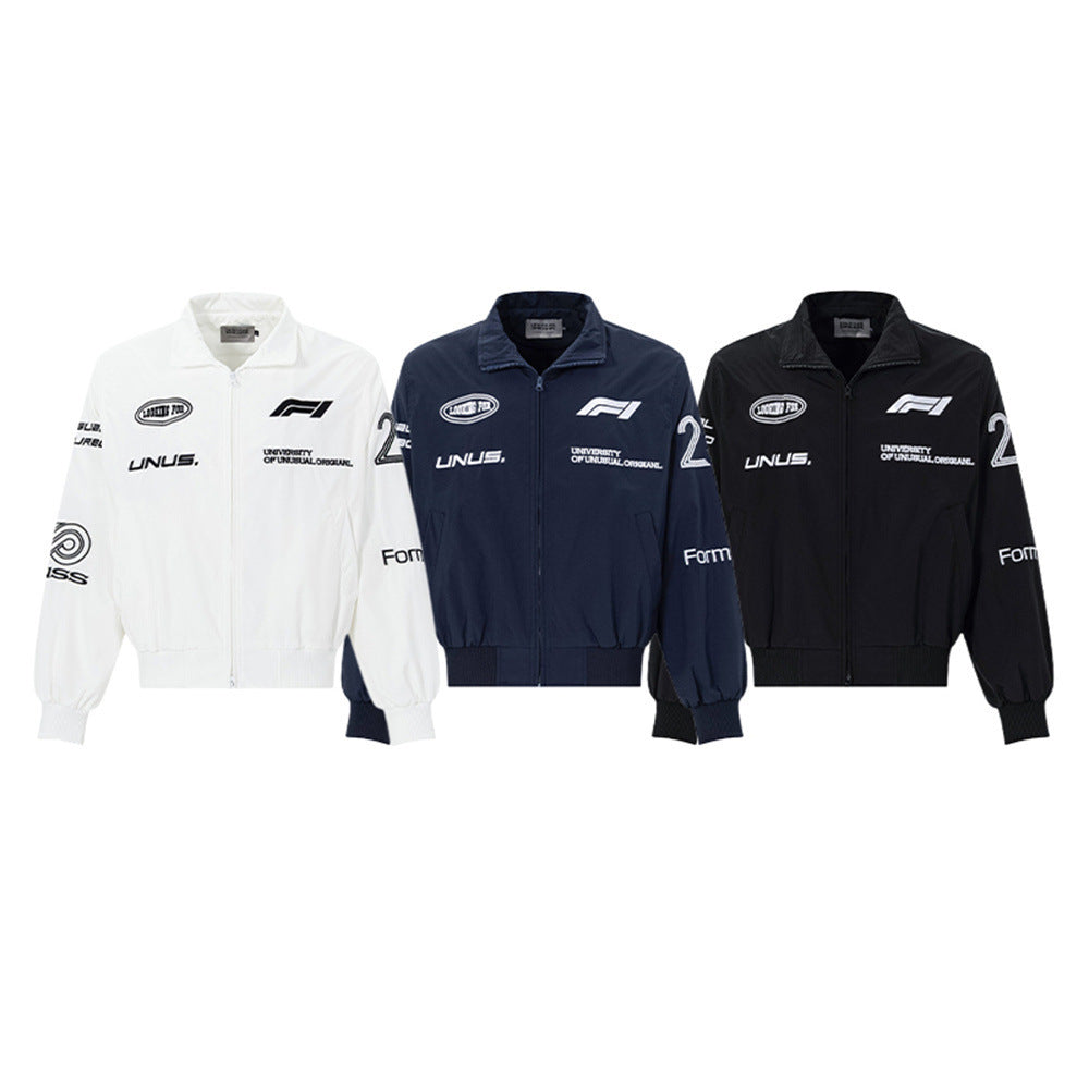 Zip Up Jacket Men – F1 Racing Graphic Oversized Bomber Jacket