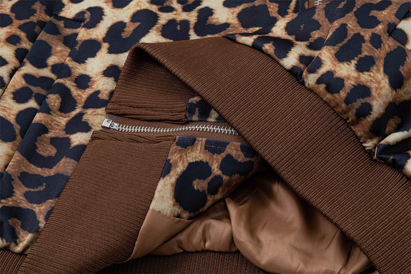 Leopard-Trackjacke – Oversized-Zip-up für Herren mit Schriftzug-Stickerei &