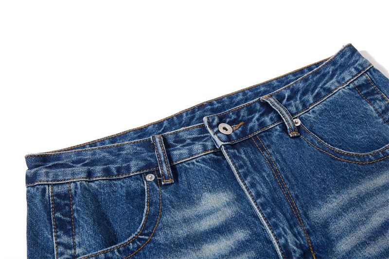 Herren Vintage-Washed-Wide-Leg-Flare-Jeans – Entspannte Passform, Used-Denim