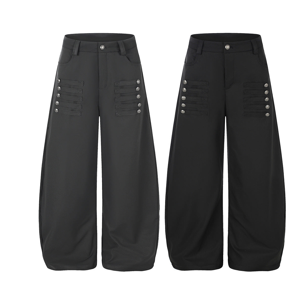 Palazzo-Hose mit weitem Bein und Militärknopf- sowie Riemendetails