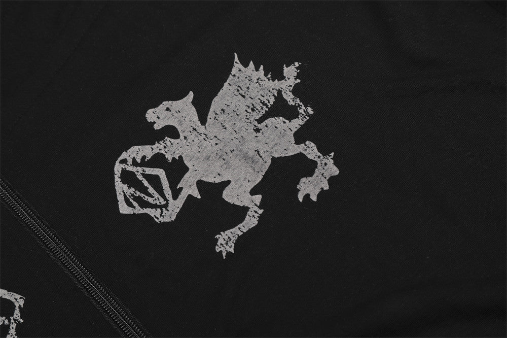 Men's Black Zip-Up Hoodie with Griffin Print