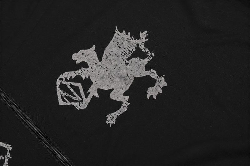 Men's Black Zip-Up Hoodie with Griffin Print