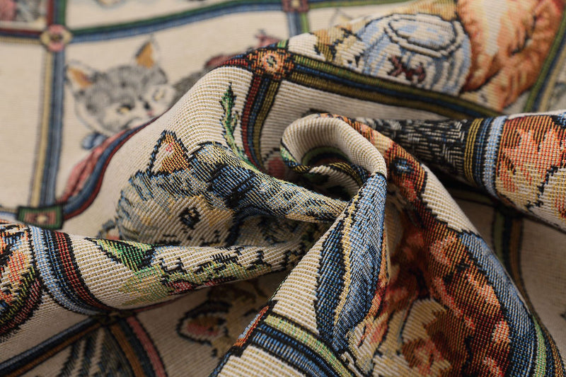 Vintage Cat Jacquard Tapestry Jacket – Retro American Cartoon Print Outerwear