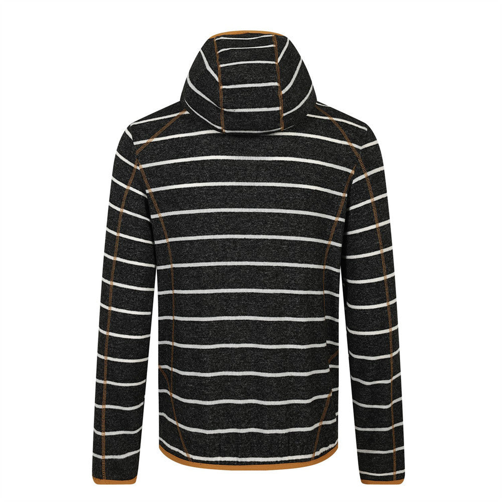 Sudadera con capucha de rayas – Prenda de felpa de manga larga con costuras en contraste