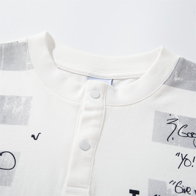 Men's Black and White Striped Graphic Long-Sleeve Shirt – Relaxed Fit