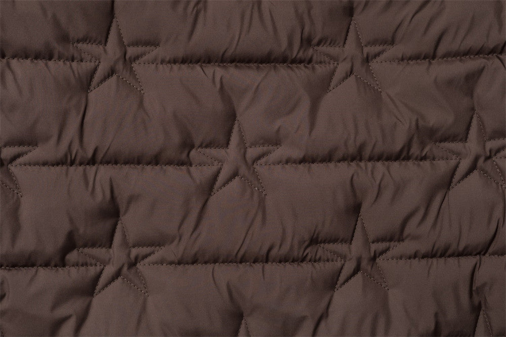Star-Quilted Hooded Puffer Jacket – Embossed Five-Point Star Design