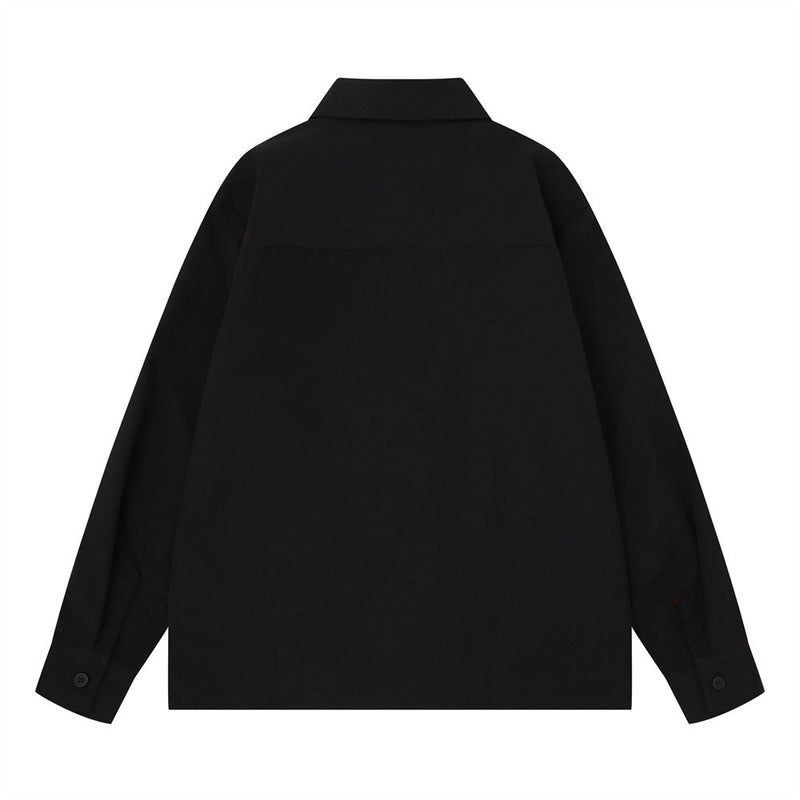 Colorblock Racing Long Sleeve Shirt – Relaxed Fit Moto-Inspired Button-Up