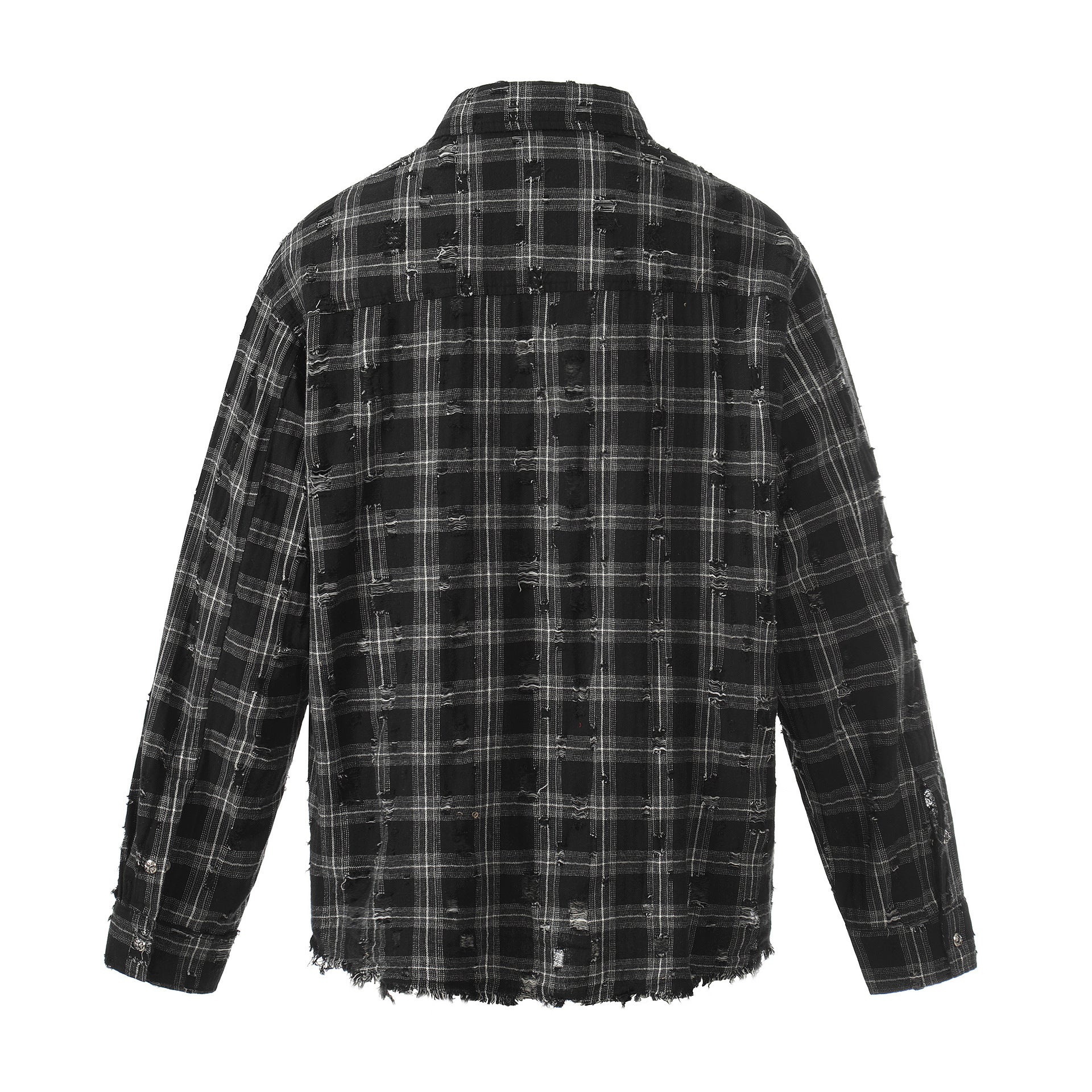 Surchemise en flanelle à carreaux délavée et usée – Veste-chemise vintage à manches longues