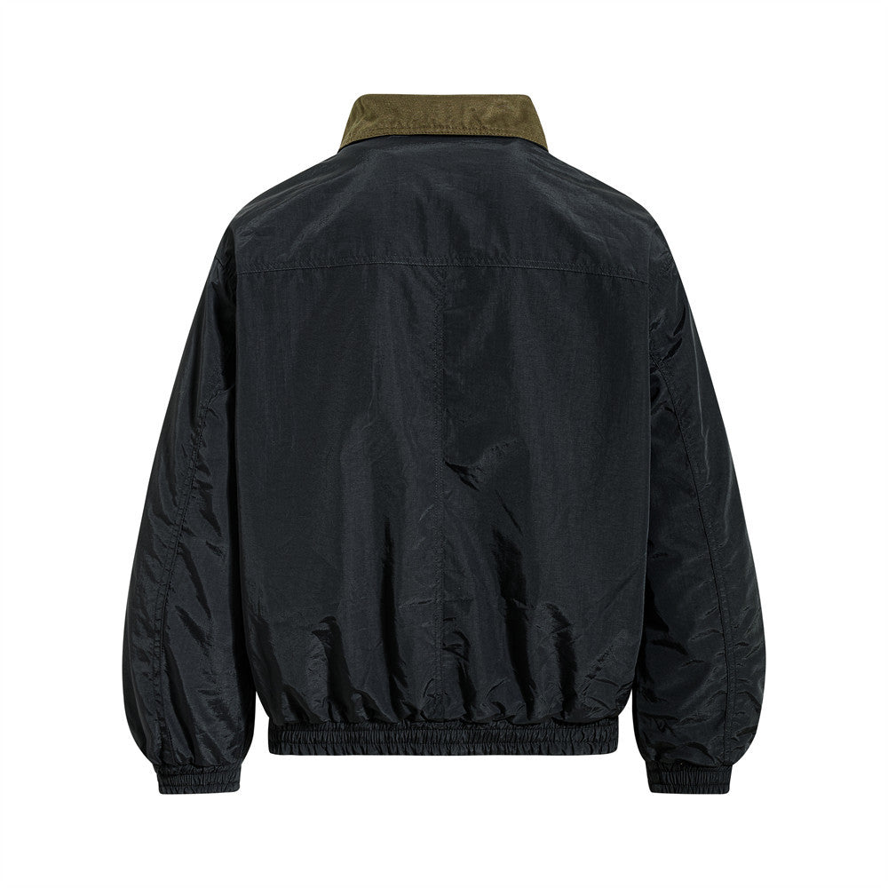 Reversible Oversized Bomber Jacket – Contrast Collar, Dual-Wear Workwear Style