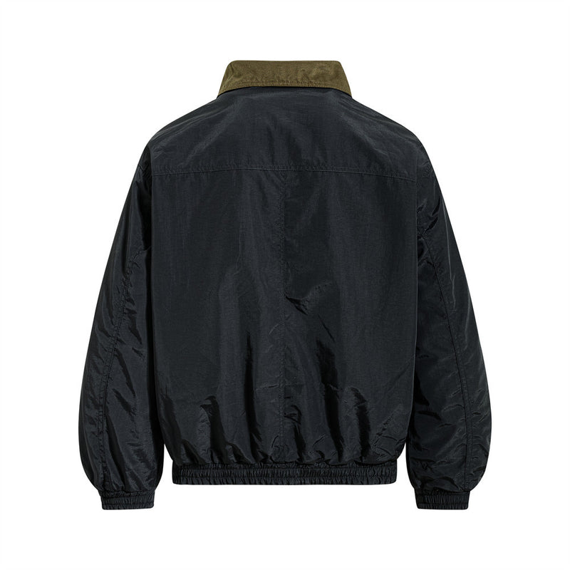 Reversible Oversized Bomber Jacket – Contrast Collar, Dual-Wear Workwear Style