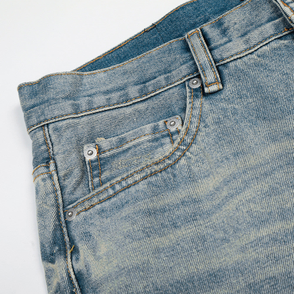 Wide-Leg Straight Jeans – American Vintage Washed Denim