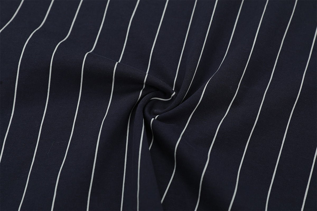 Men's Short Sleeve Pinstripe Polo Shirt – Oversized Varsity Graphic Jersey
