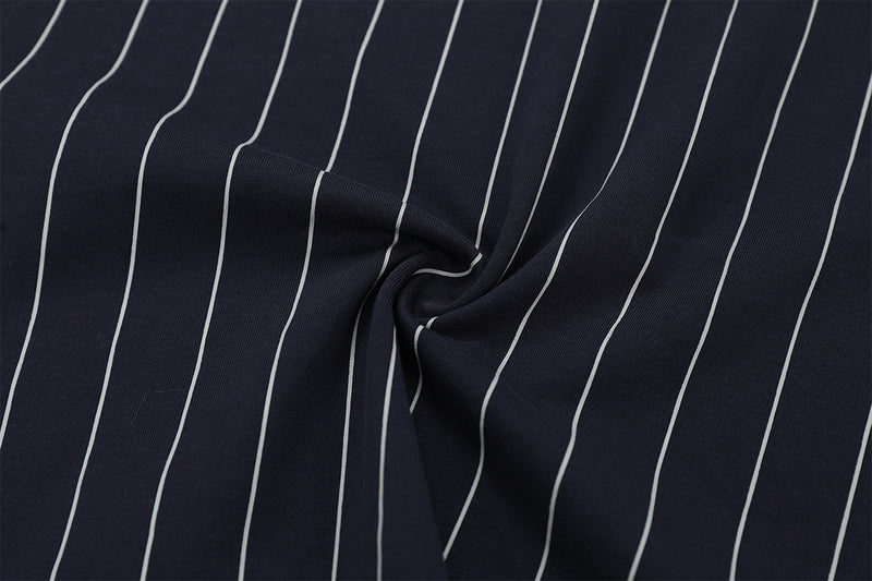 Men's Short Sleeve Pinstripe Polo Shirt – Oversized Varsity Graphic Jersey