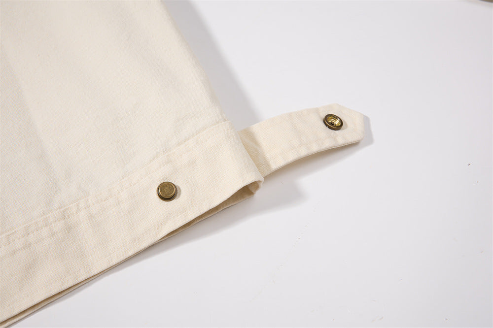 Men's Canvas Workwear Zip Jacket with Contrast Corduroy Collar